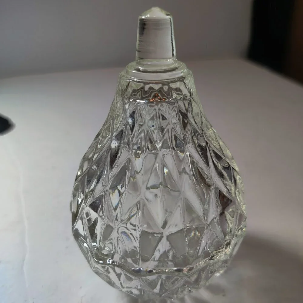 Pear Shaped Clear Glass Trinket dish with lid. Small & pretty, Unmarked, Shines